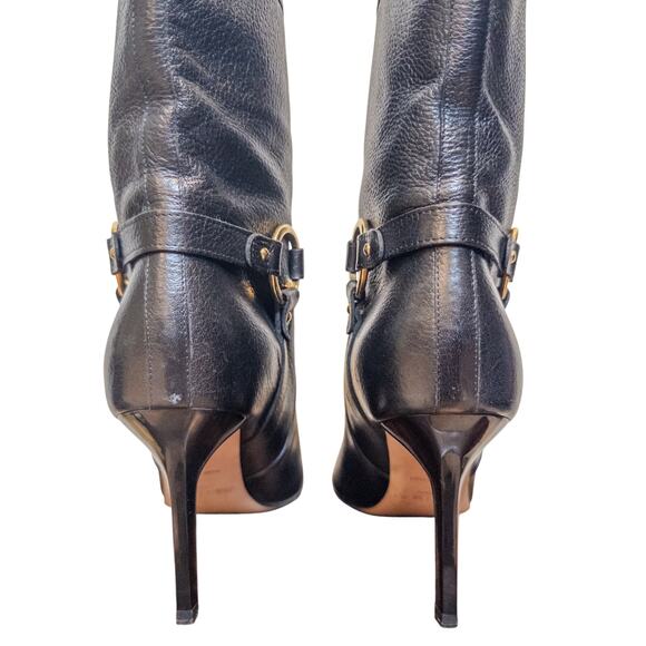 Jimmy Choo Black Leather Mid Calf Stiletto Booties EU 36.5 US 6.5 - Picture 7 of 10